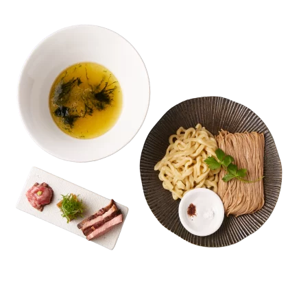 Tsukemen w/ freshly made Whole Wheat Noodles and Mochi Noodles