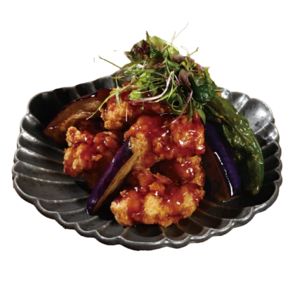 Karaage Fried Chicken w/ Black Vinegar Glaze　鶏の唐揚げ 黒酢ソース